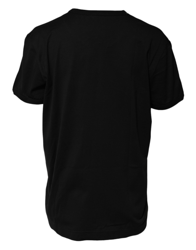 Black cotton goodluck tee crew neck t-shirt-null