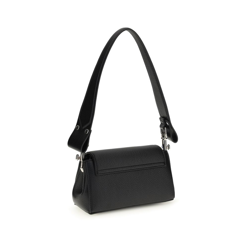 Black polyurethane shoulder bag-null