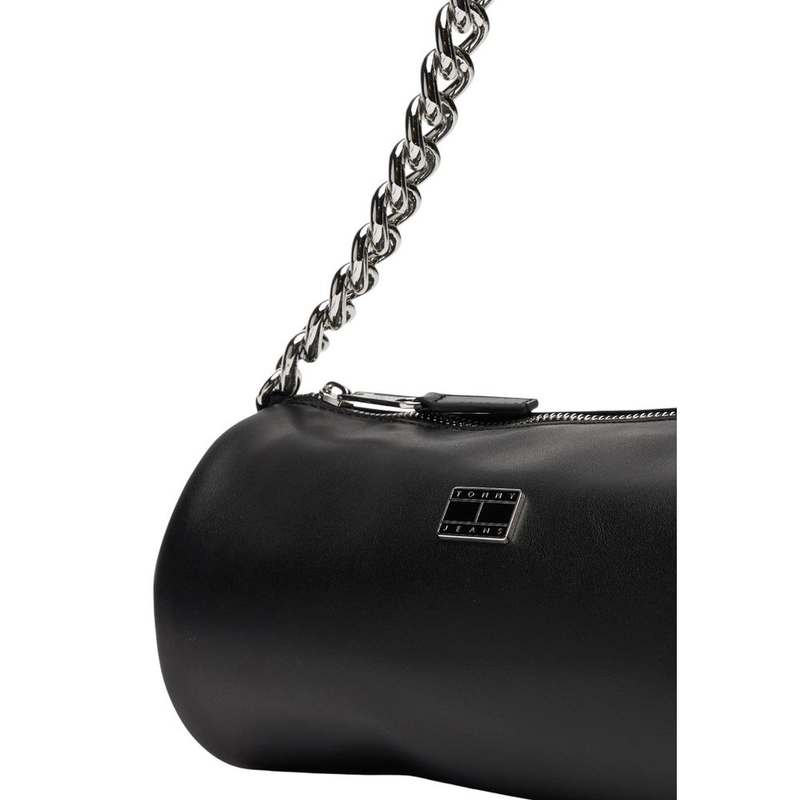 Black artificial leather handbag-null