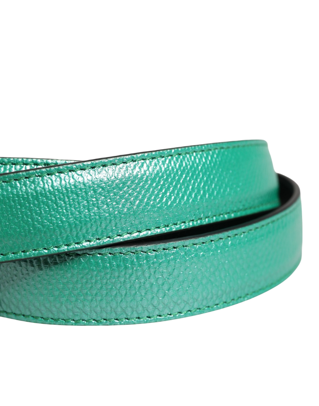 Men green classic leather metal buckle belt-null