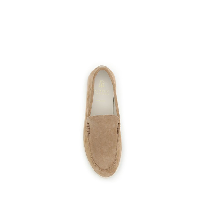 Beige calf leather bos taurus slip-on loafers-null