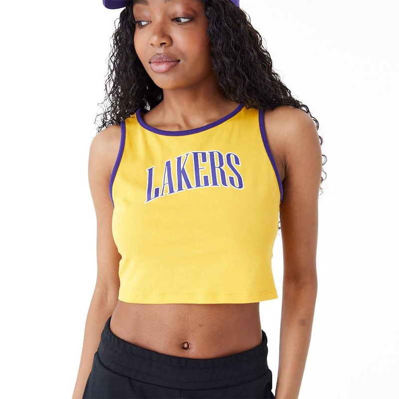 New era la lakers womens womens nba team wordmark crop tank top-null