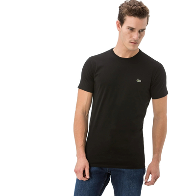 Lacoste mens crew neck cotton t-shirt, Ozone Blue/reflective Silv, medium