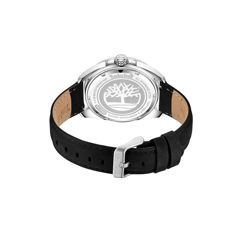 Black leather sport watch-null