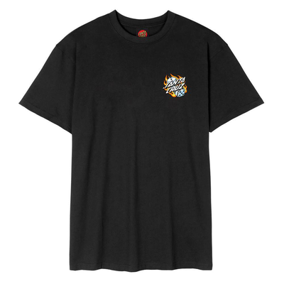 Santa cruz flaming dice dot chest t-shirt, Black, medium