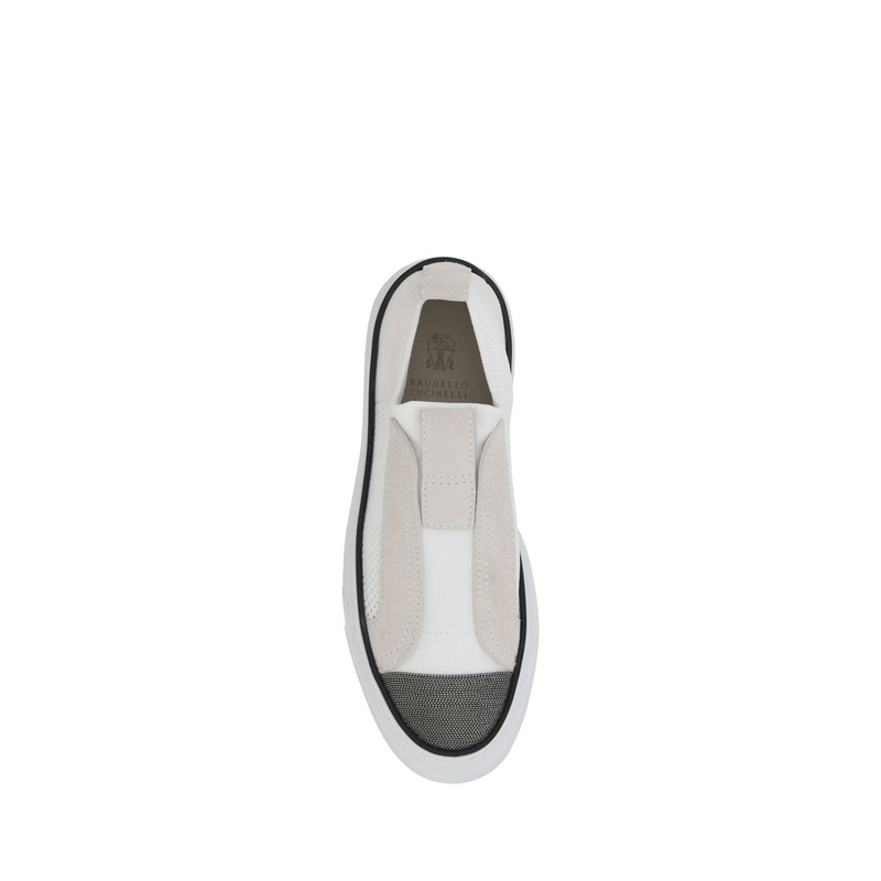 White nylon low top sneakers-null