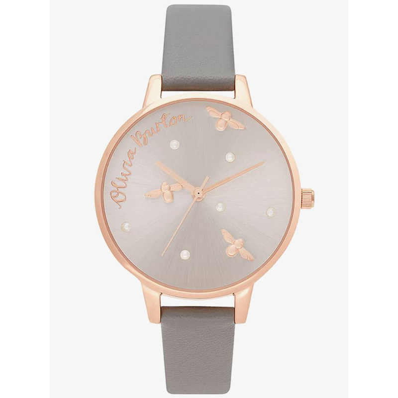 Gray artificial leather dress watch-null