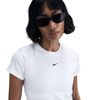 Nike sportswear womens chil knit cropped top, White / Black, medium