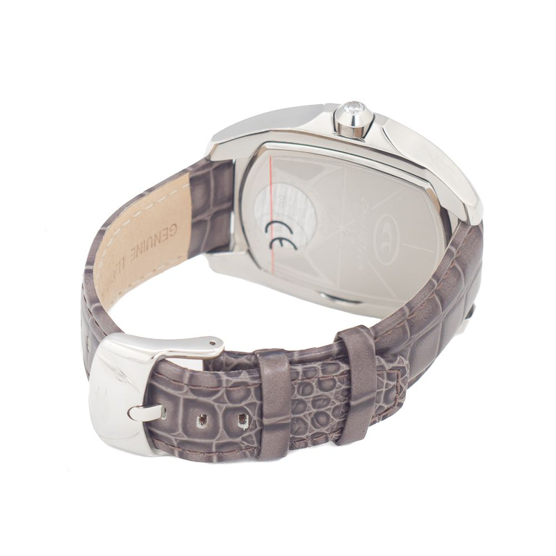 Gray leather dress watch-null
