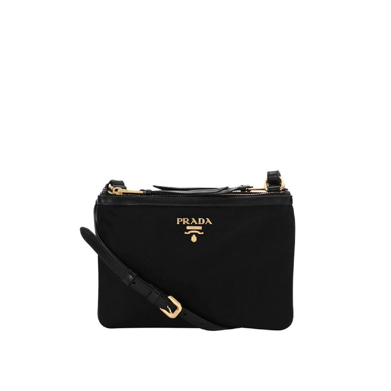 Black nylon crossbody bag-null
