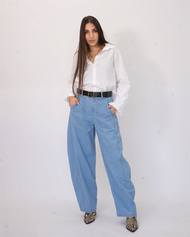 Wide leg jean pants 957222-null