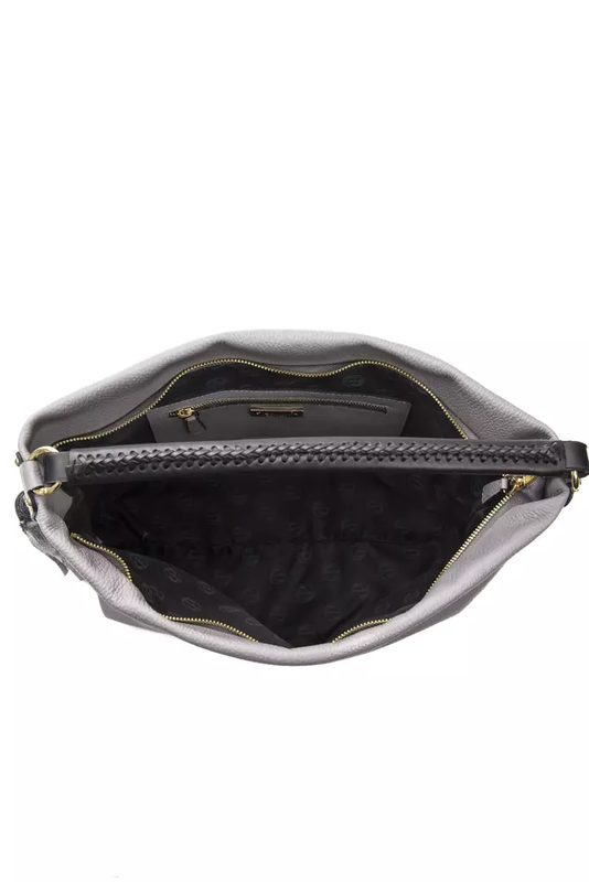 Gray leather women shoulder bag-null