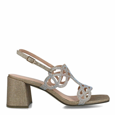 Menbur womens zapato sandal glitter, Sand, medium