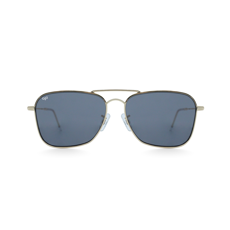 OJO sunglasses everyday gold 54-15 frame and temples with handmade tips and black reverse lenses rx image number null