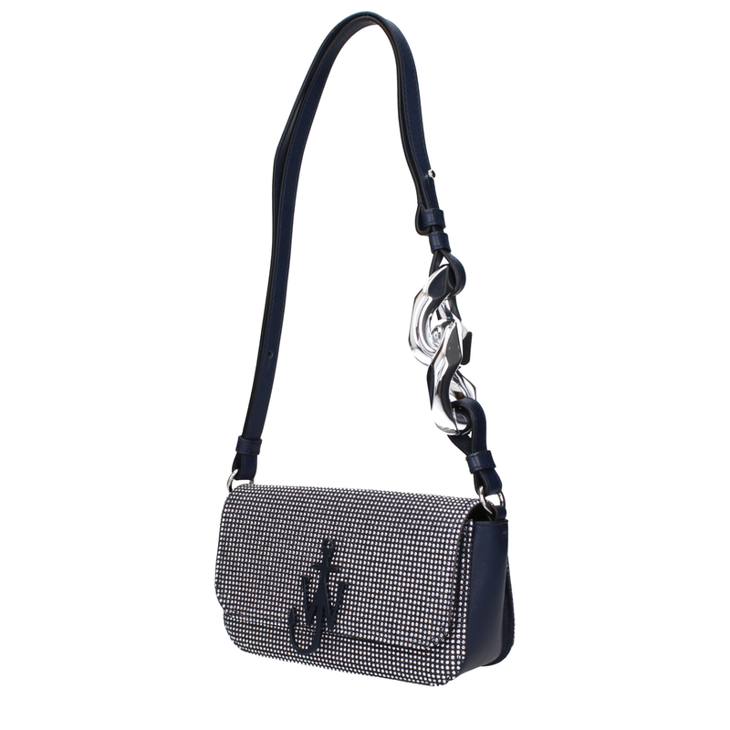 Blue fabric shoulder bag-null
