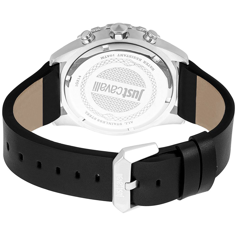 Black leather bracelet watch-null