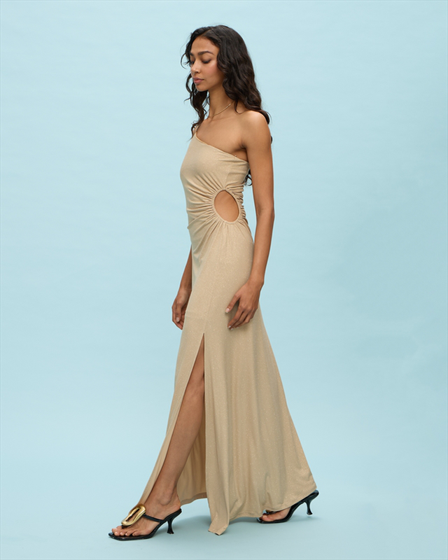 Maxi dress one shoulder lurex-null