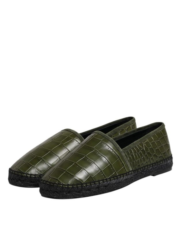 Green exotic leather espadrilles slip on shoes-null