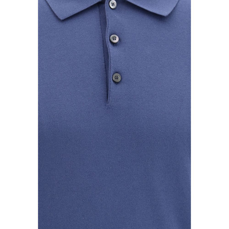 Blue cotton polo shirt-null
