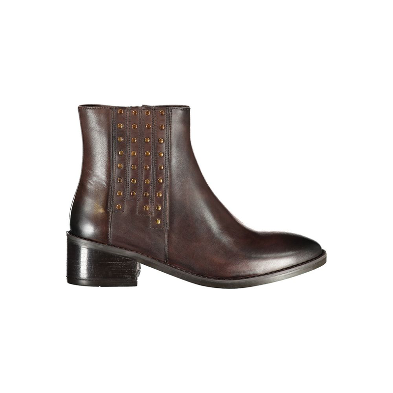 Marrone leather women ankle boot-null