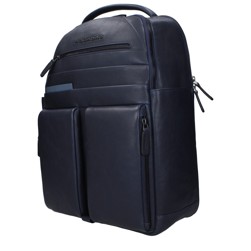 Blue leather backpack-null