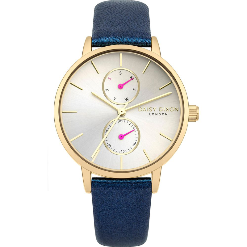 Blue leather dress watch-null