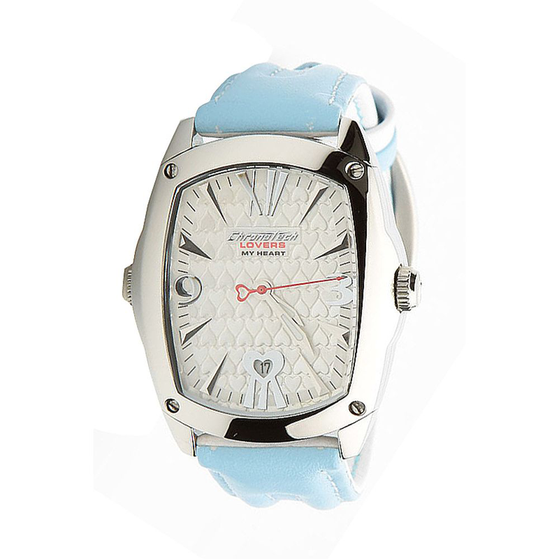 Blue leather dress watch-null