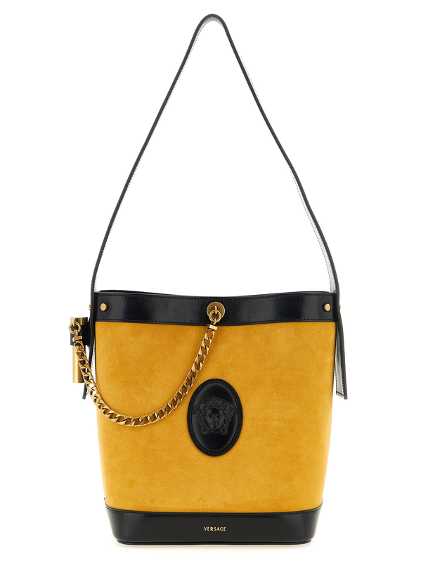 Bicolor calfskin shoulder bag-null
