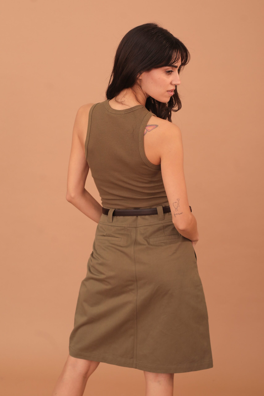 Anastasia pleated skirt with belt - khaki-null