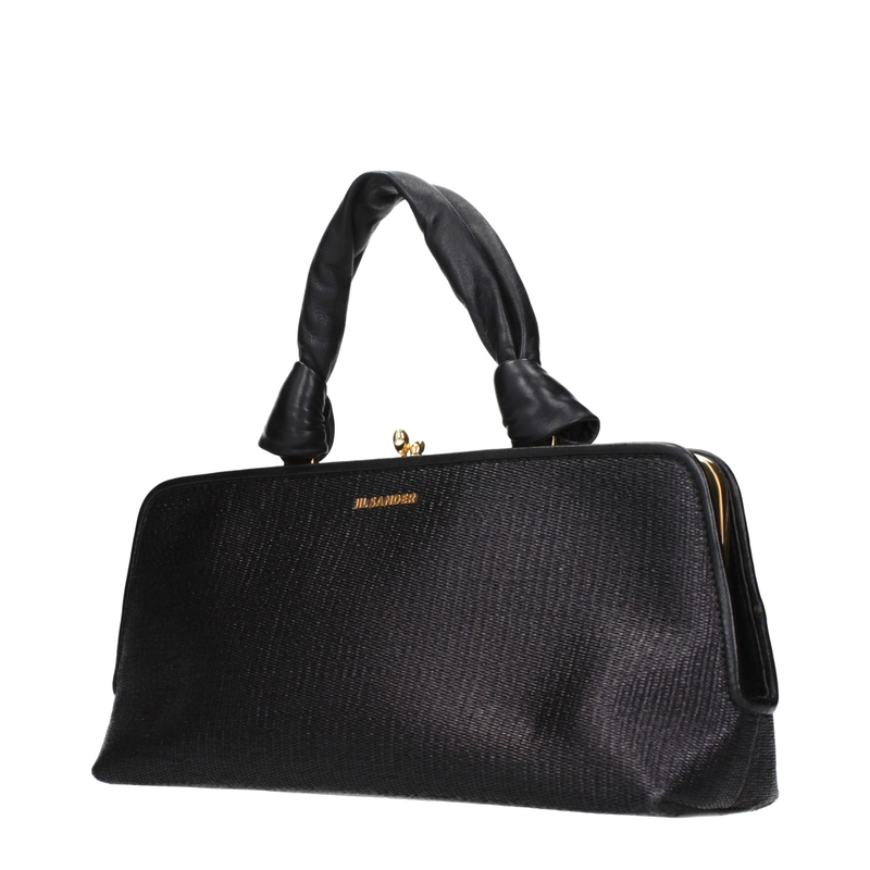 Black raffia handbag-null