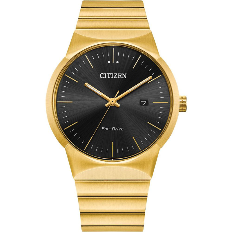 Gold stainless steel dress watch-null