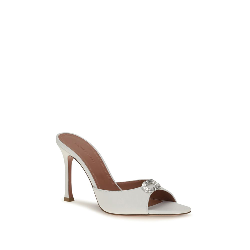 White calf leather bos taurus stiletto heel sandals-null