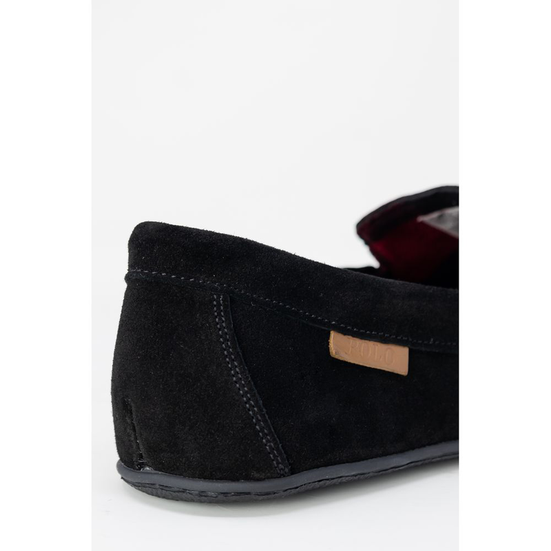 Black faux fur slippers-null