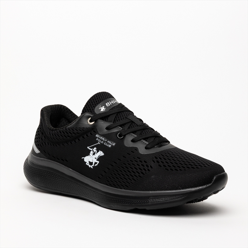 Product image: Beverly hills polo club mens monochrome lace-up knit textile trainer sneakers-null