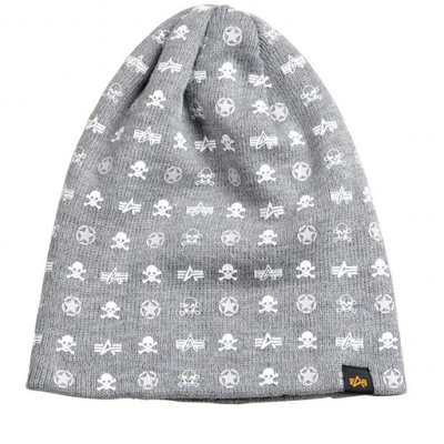 All over loose beanie, Heather Grey, medium