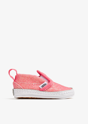 Slip-on vans  crib shoes, Pink Glitter, medium
