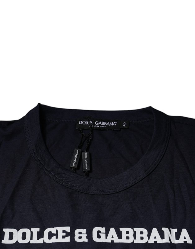 Blue D&G king of love cotton crew neck t-shirt-null