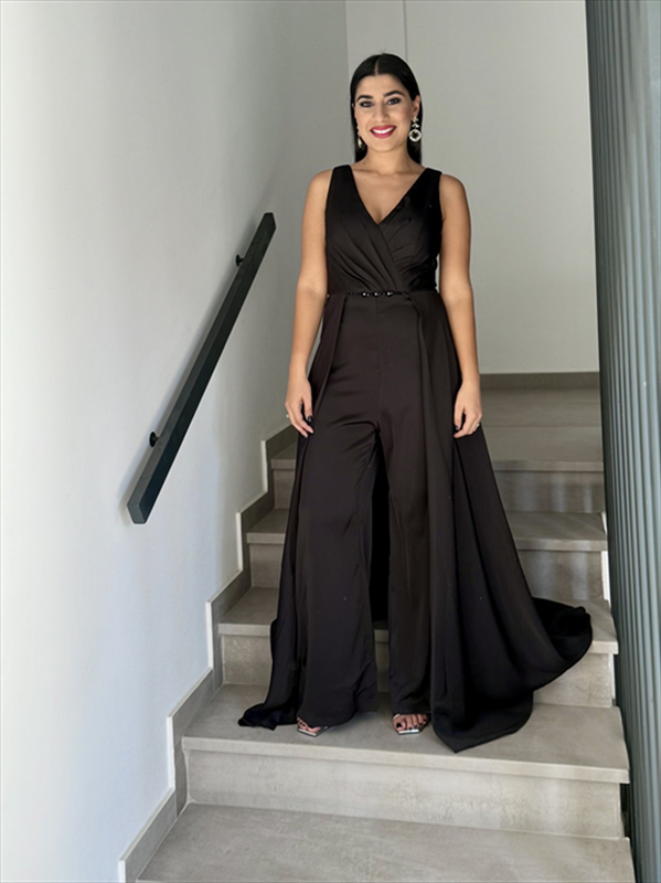 Jumpsuit with attached skirt-null