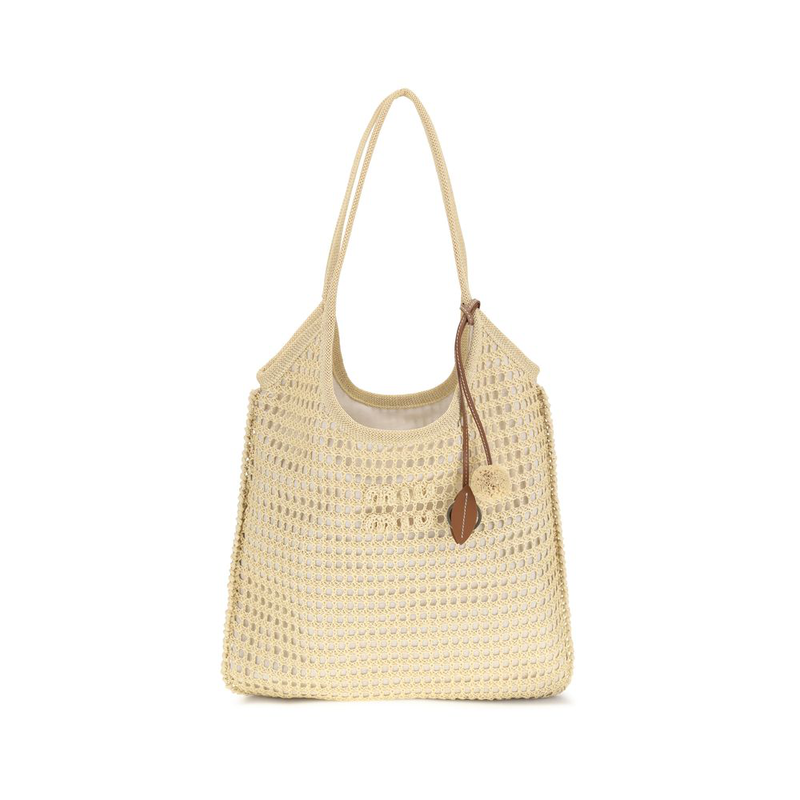 Beige viscose shoulder bag-null