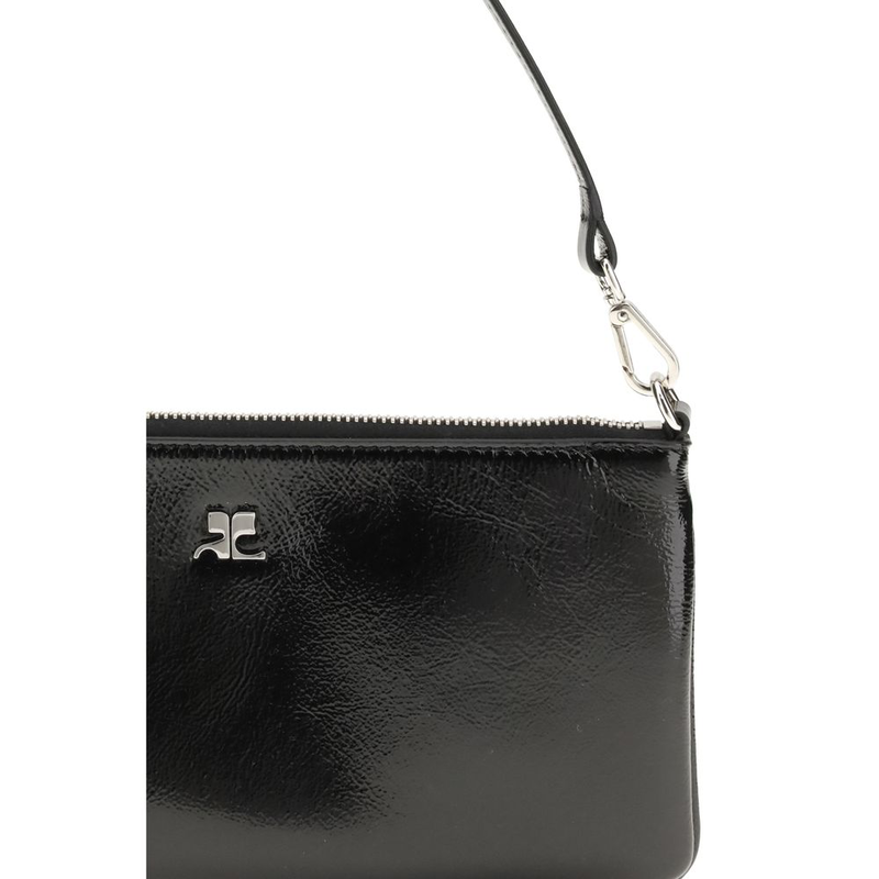 Black cowhide shoulder bag-null
