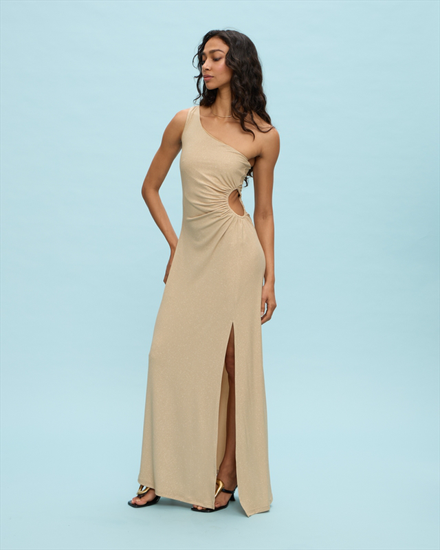 Maxi dress one shoulder lurex-null