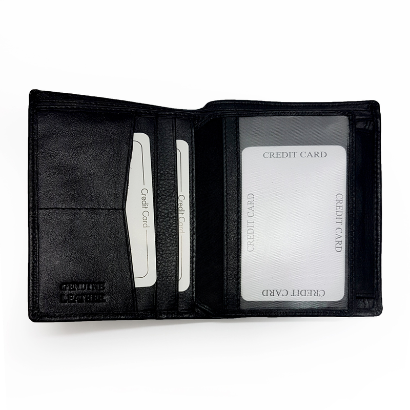 Migant design 100% Genuine fine black cow leather wallet  8 credit card slots 1 note compartment and coin pocket-null