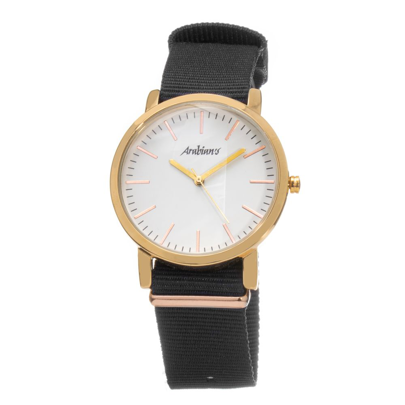 Black textile dress watch-null