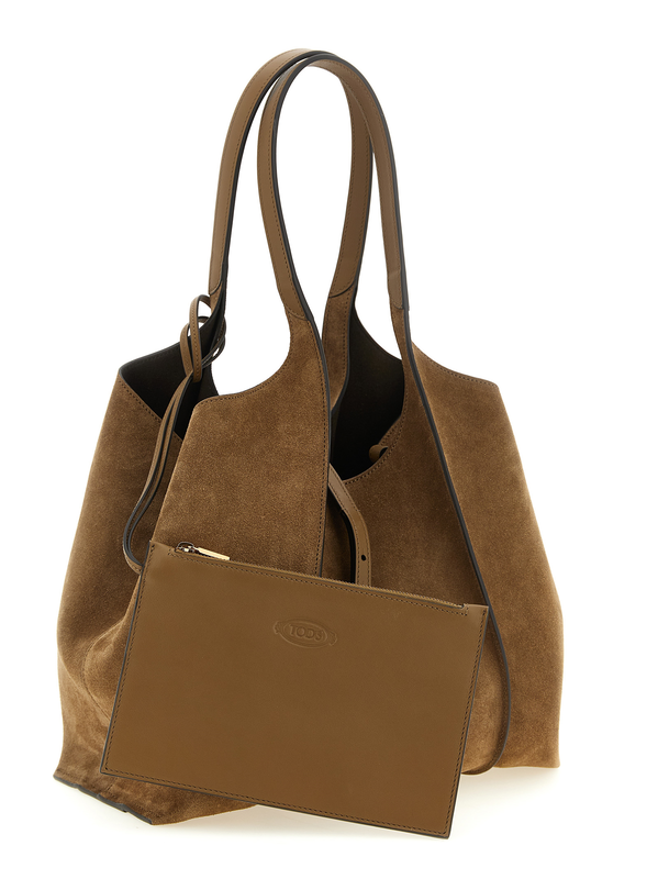 Brown calfskin tote bag-null
