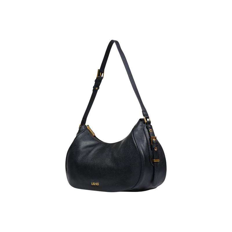 Black artificial leather handbag-null