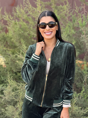 Jacket tracksuit velvet, Green, medium