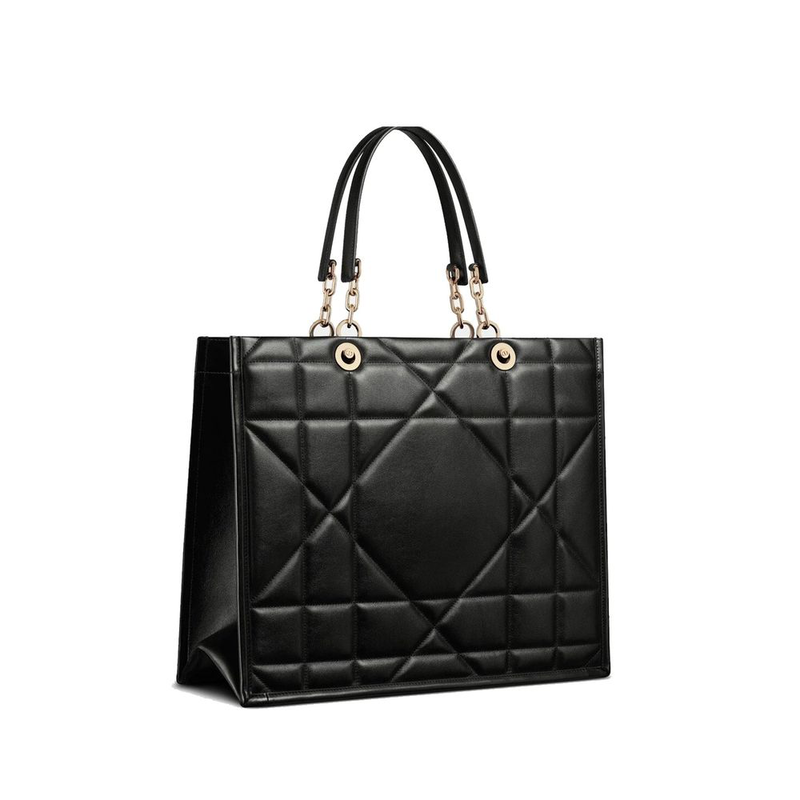 Black leather tote bag-null