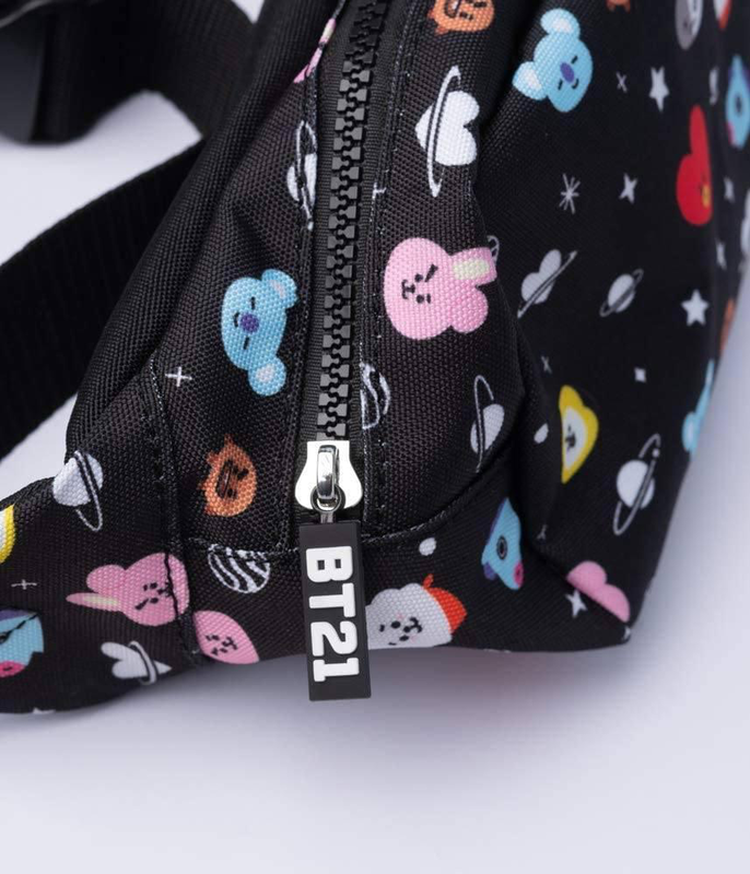 Official licensed bt21 adjustable bumbag - black waist bag image number null