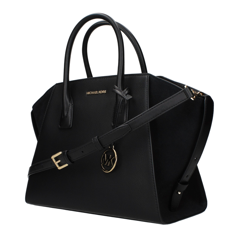 Black leather handbag-null