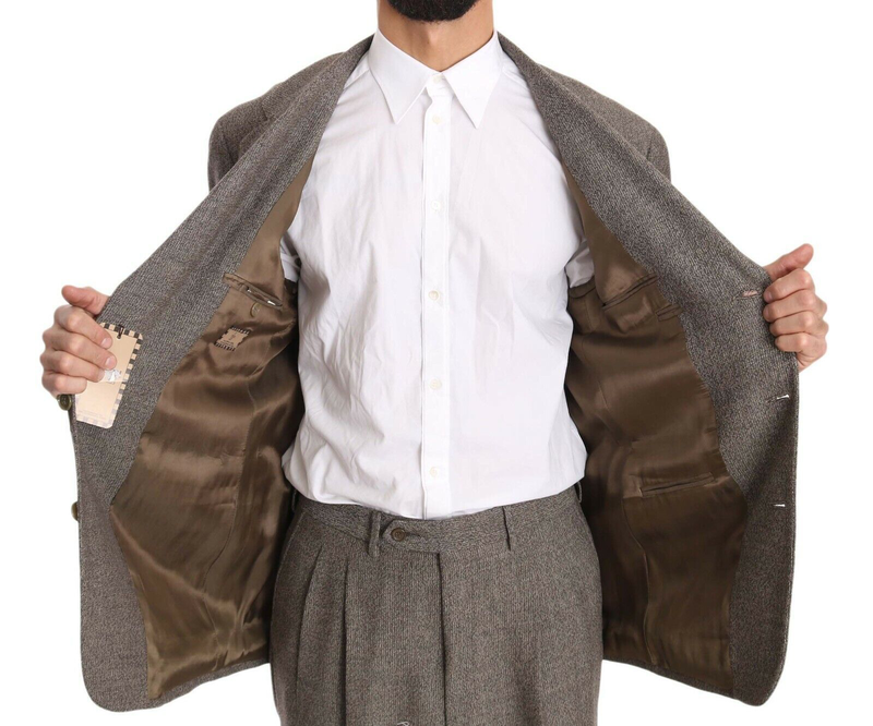 Brown wool regular single  breasted suit-null